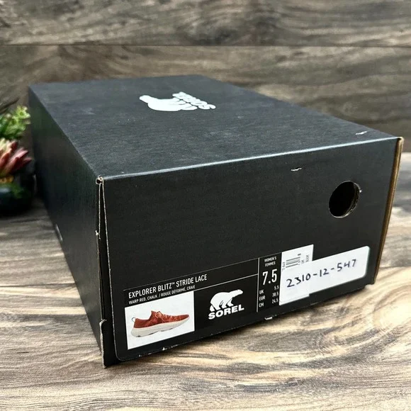 NIB SOREL Explorer Blitz Stride Lace 7.5 38.5 Red Knit Sneakers - Picture 10 of 10